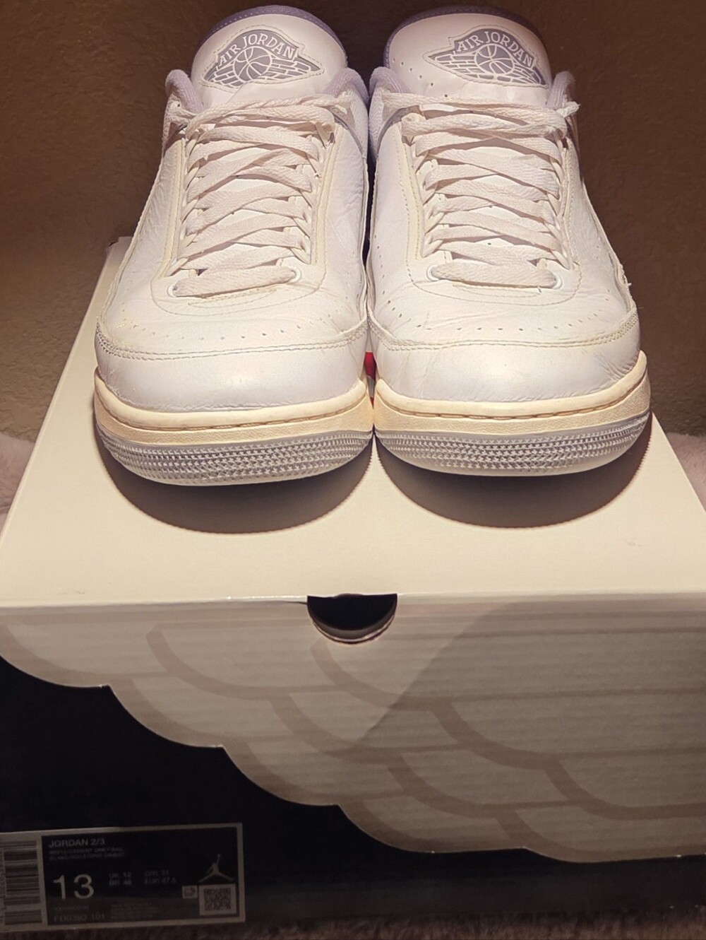 Nike Mens 13 Air Jordan 2/3  White Cement Grey Sail Shoes